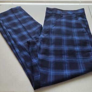 Men's Blue Plaid Dress Pants
